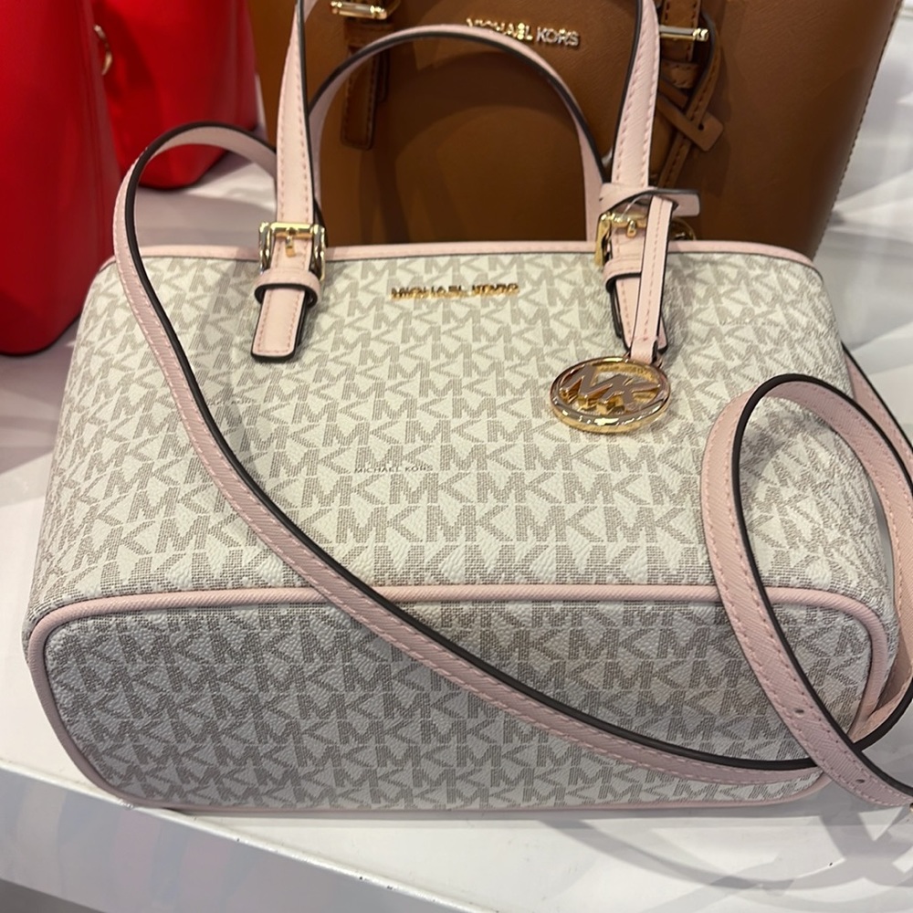 MICHAEL KORS 
Jet Set Travel Extra-Small Logo Top-Zip Tote Bag
Powder Blush
NWT - Picture 8 of 16